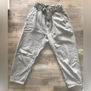Zara Paperbag high waisted baggy angle gray jean
